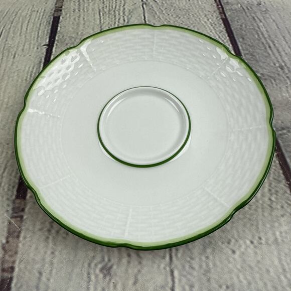 A. Raynaud Villandry Saucer Limoges Green Rim 5.5" French Tea Coffee Saucer - Picture 1 of 4
